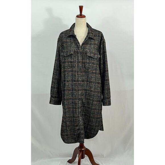 FRANK & EILEEN Sz M Medium Gavin Wool Blend Boucle Plaid Shirt Jacket - Picture 9 of 12